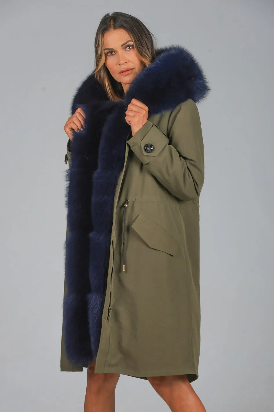 Parka in cotone tecnico impermeabile X-long blue