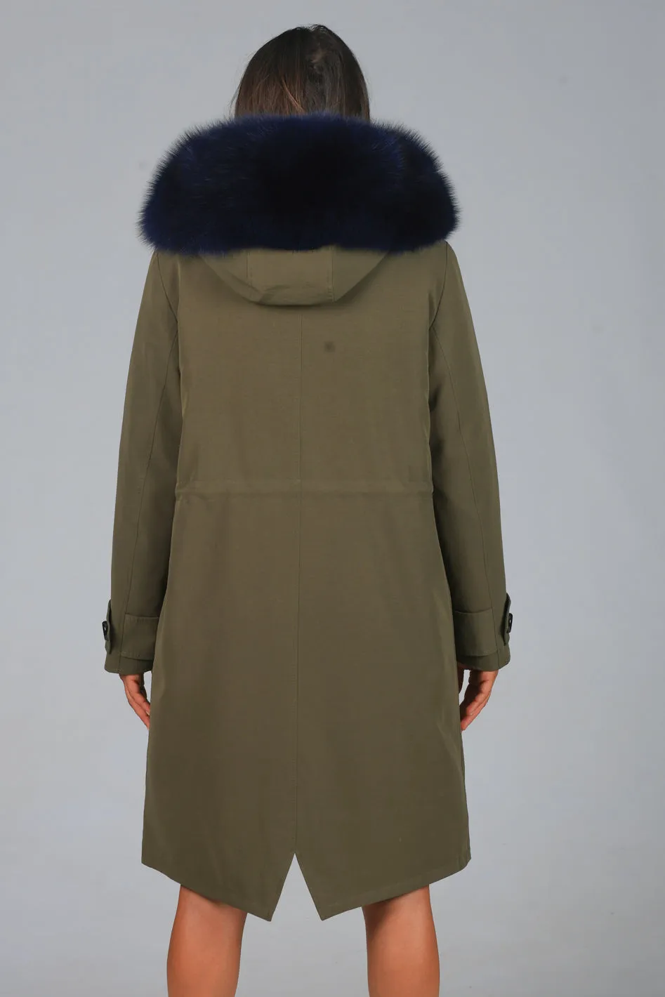 Parka in cotone tecnico impermeabile X-long blue