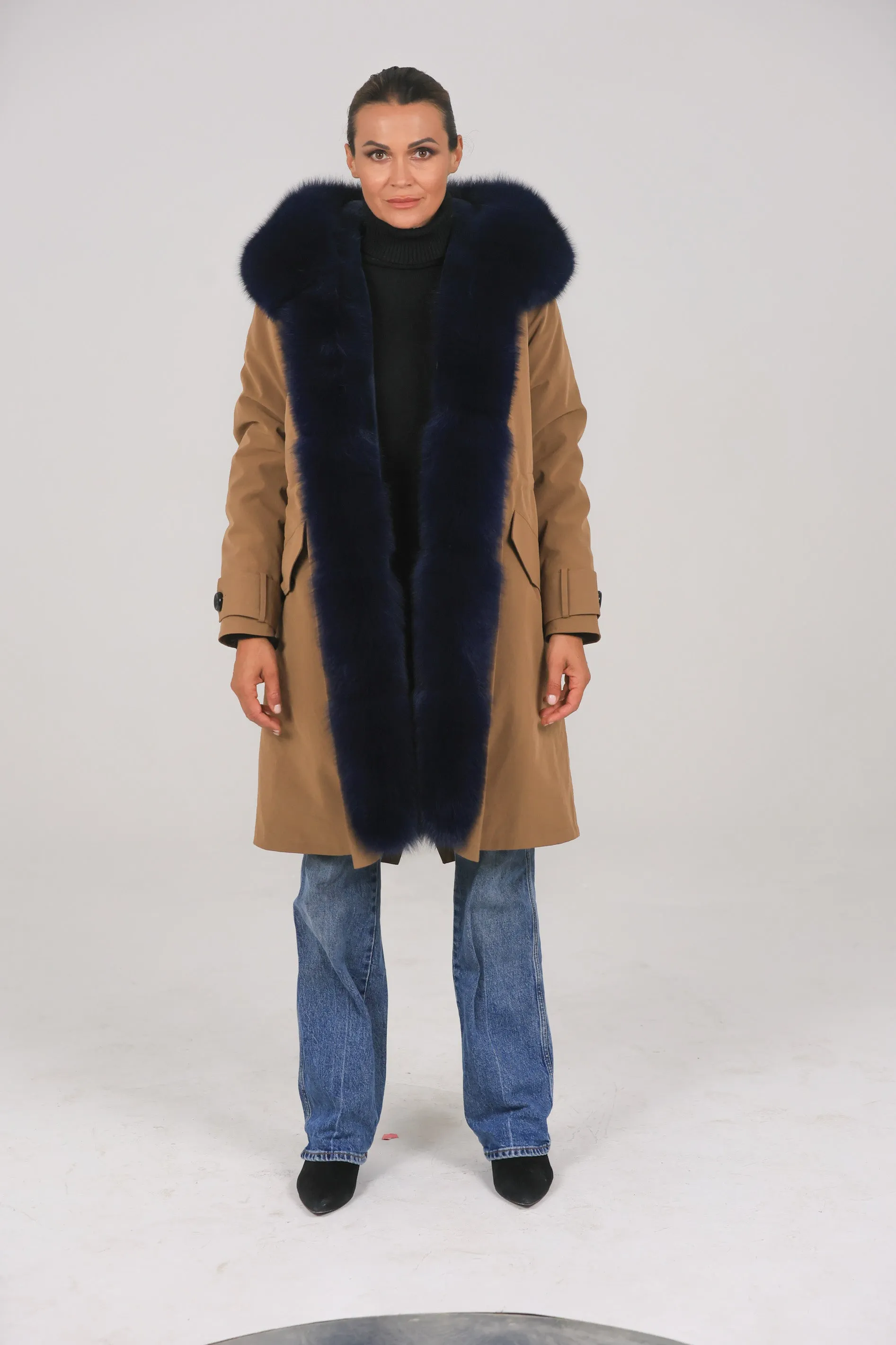 Parka in cotone tecnico impermeabile X-long blue