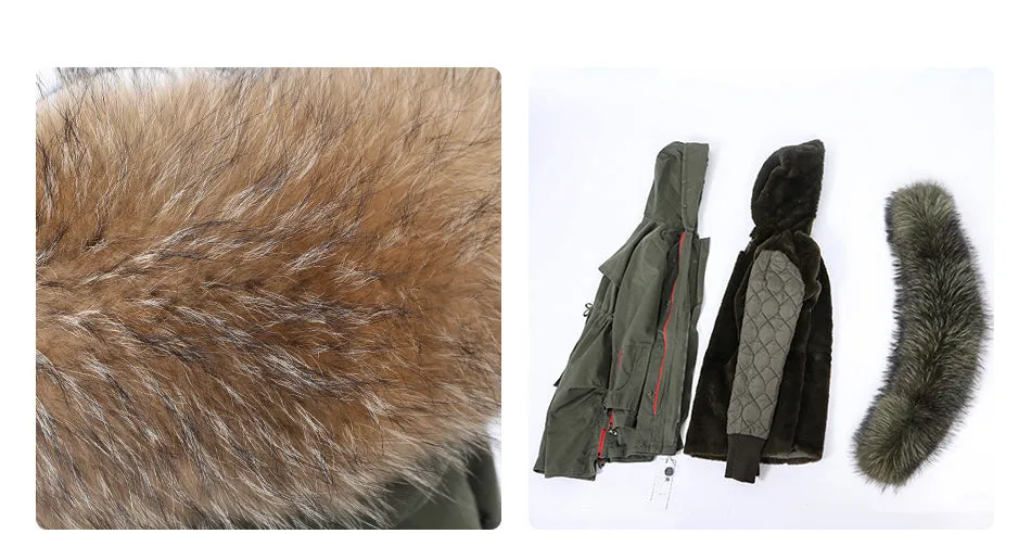 Removable Fur Hood Parka Black   Black Zips