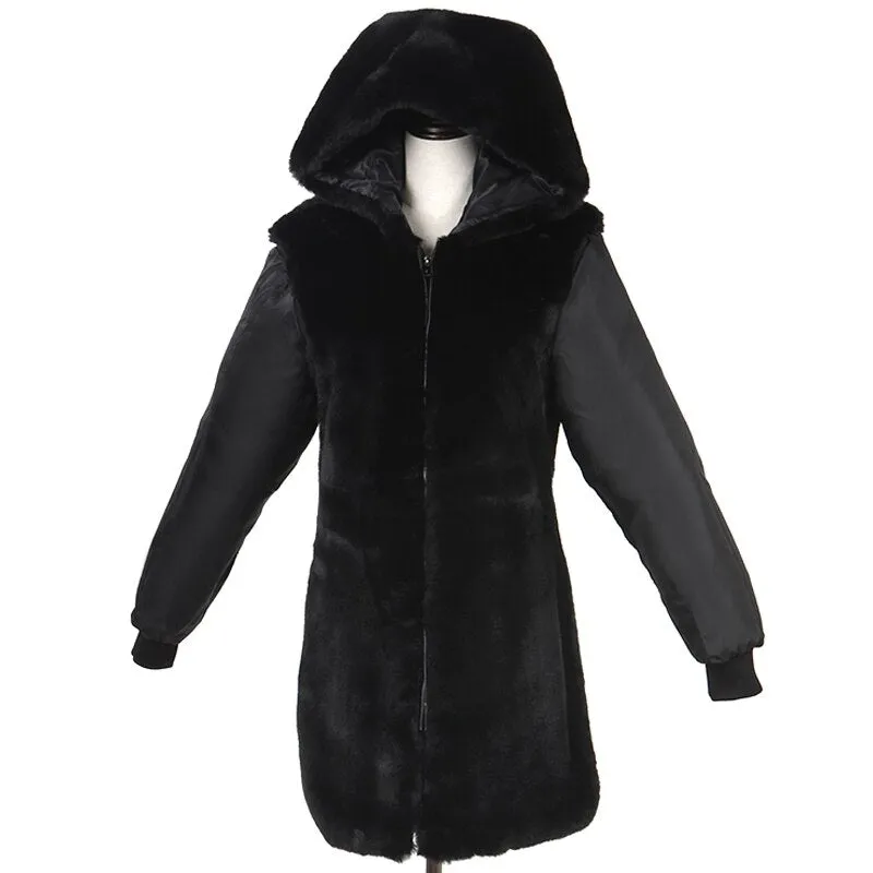 Removable Fur Hood Parka Black   Black Zips