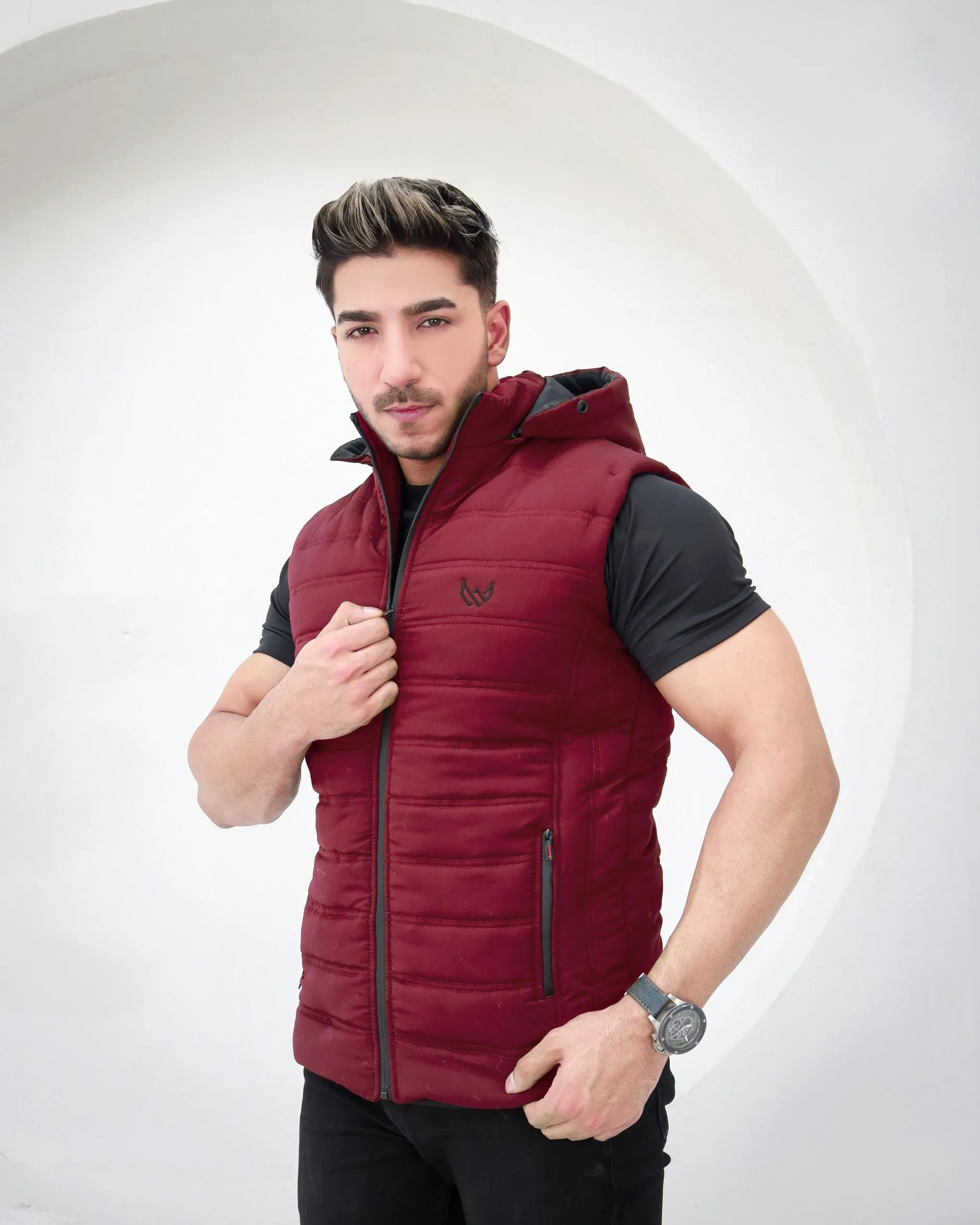 Removable Hood Puffer - Maroon