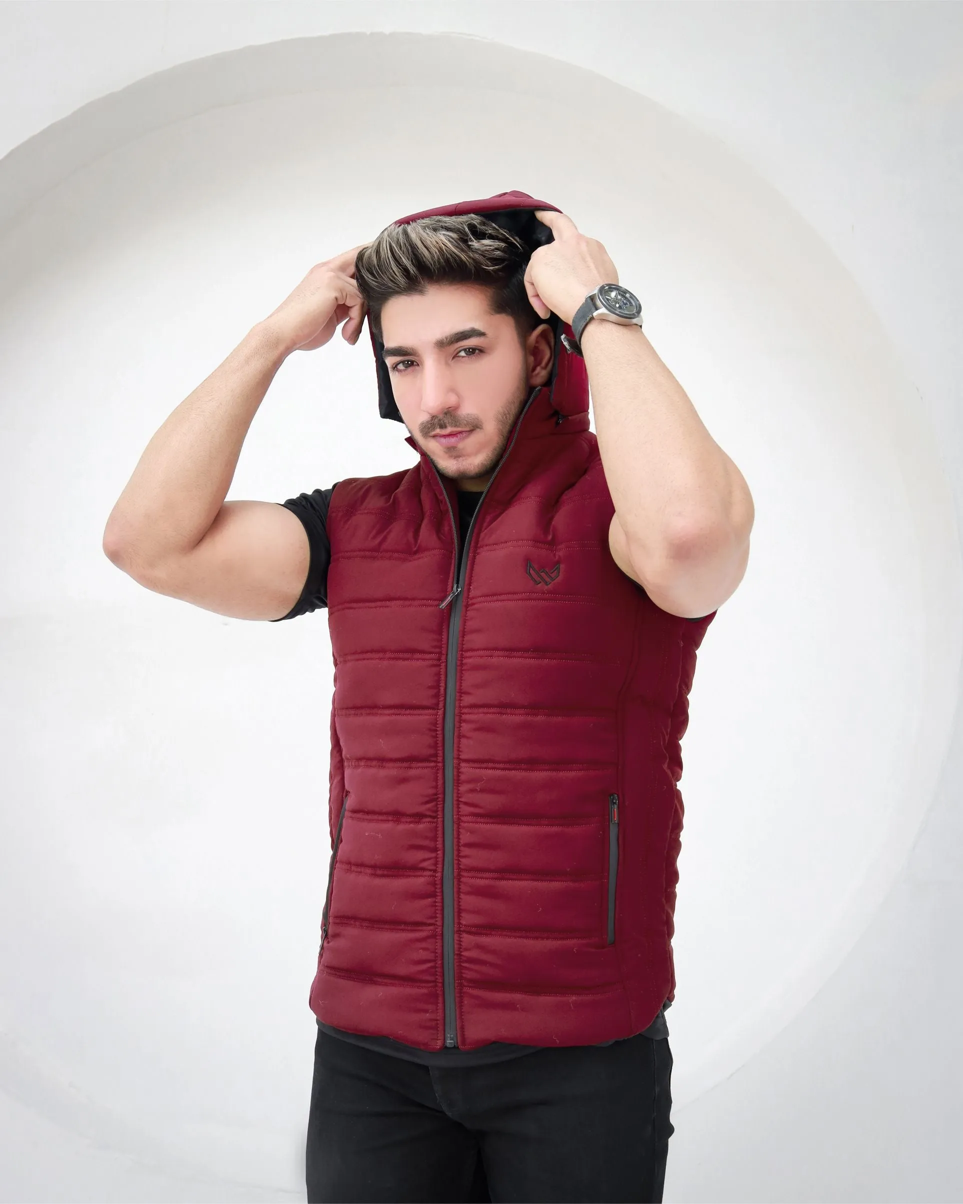 Removable Hood Puffer - Maroon