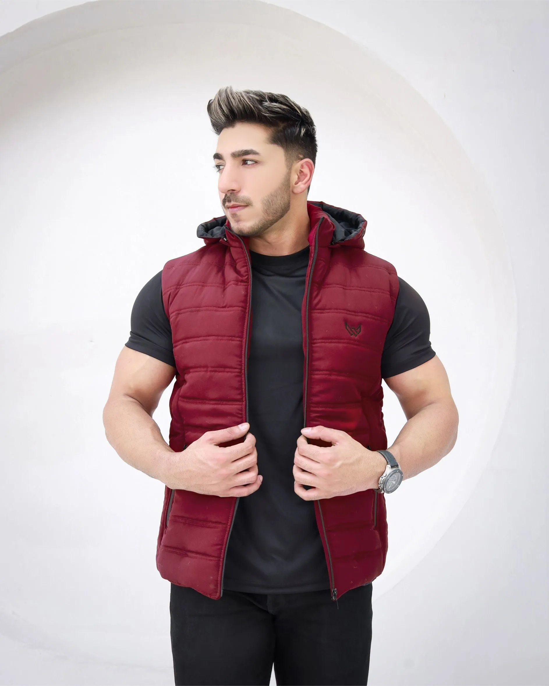 Removable Hood Puffer - Maroon