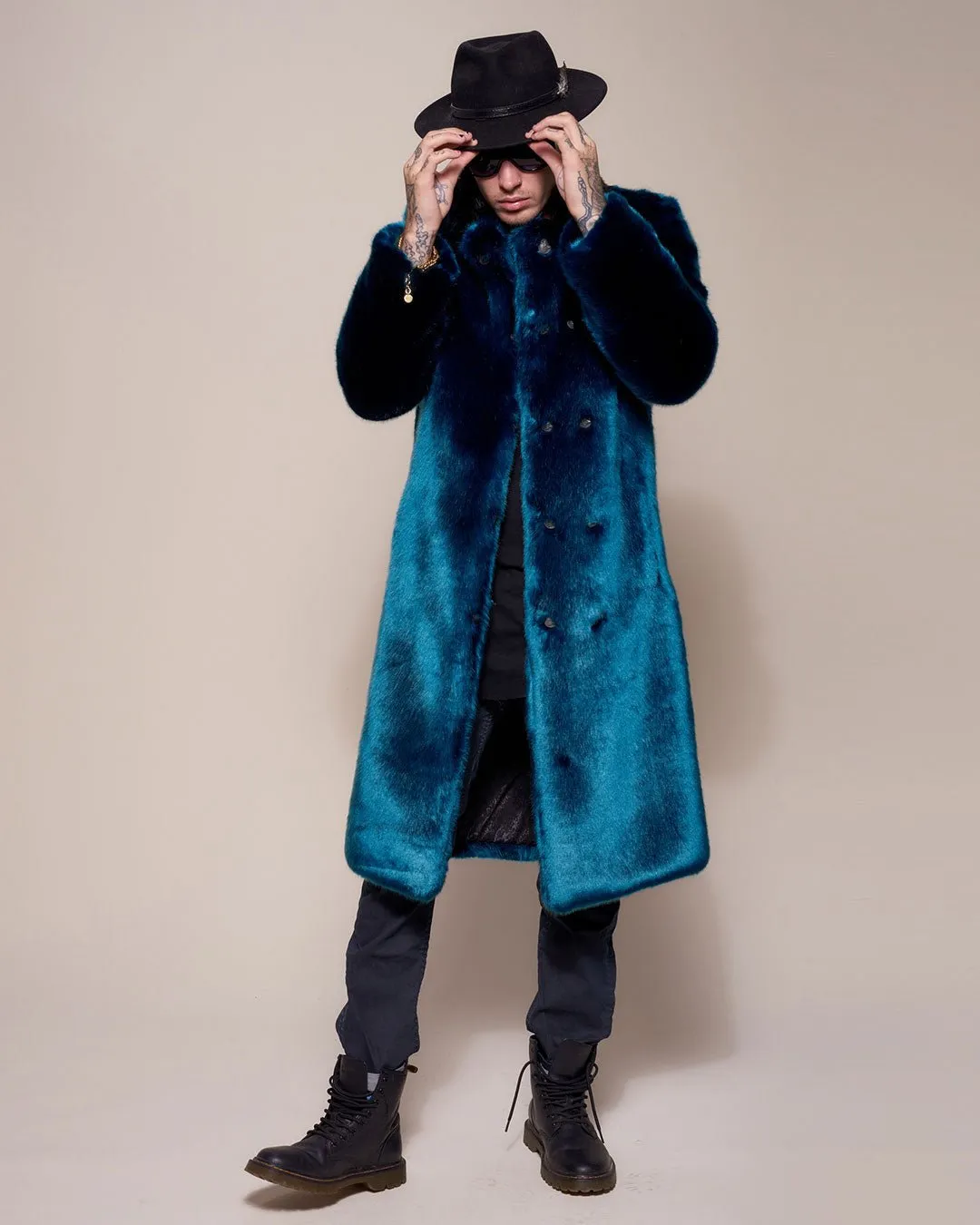 Royal Wolf Luxe Calf Length Faux Fur Coat | Men's