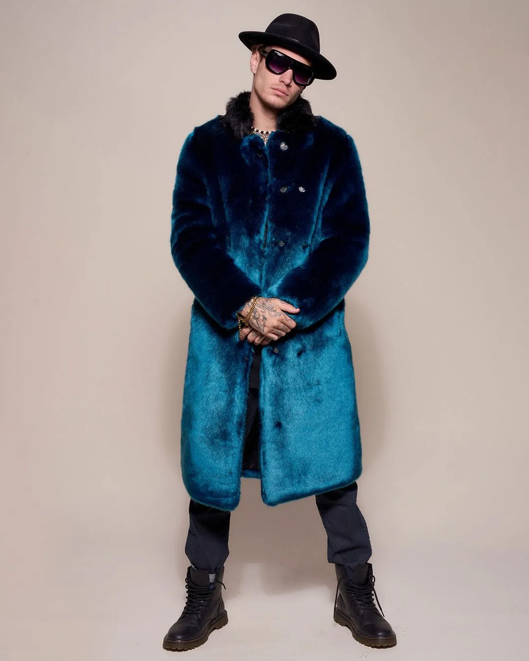 Royal Wolf Luxe Calf Length Faux Fur Coat | Men's