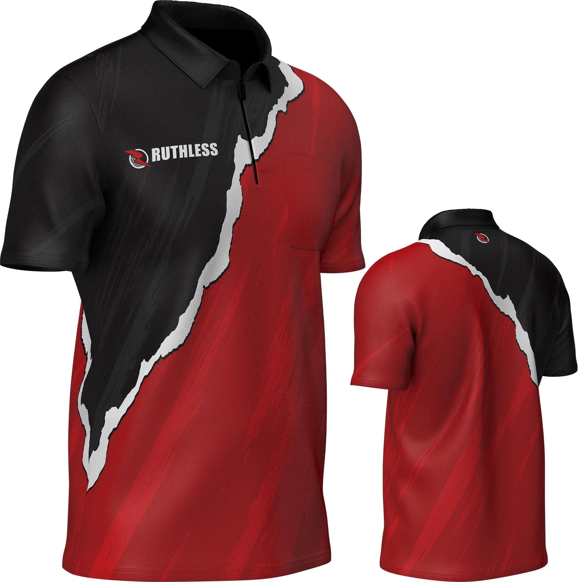 Ruthless RipTorn ECO Dart Shirt - with Pocket - Black & Red