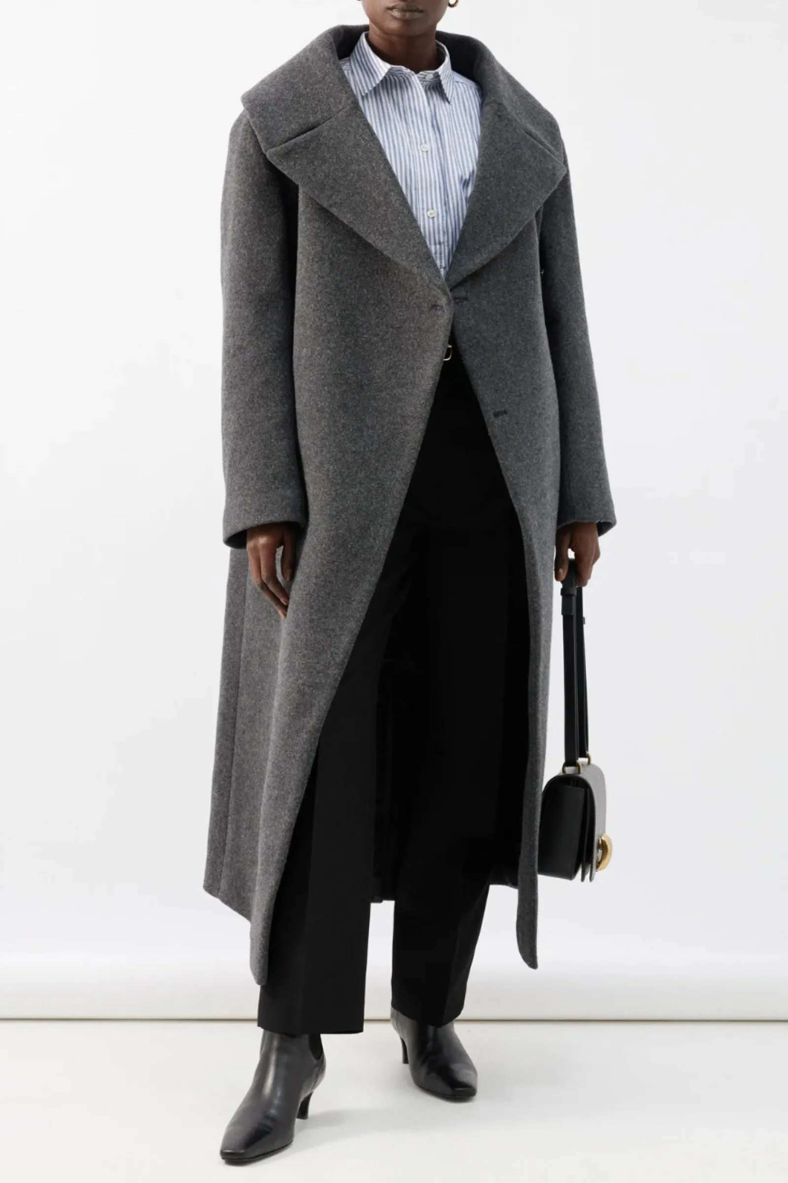 Side-Button Wool-Blend Coat