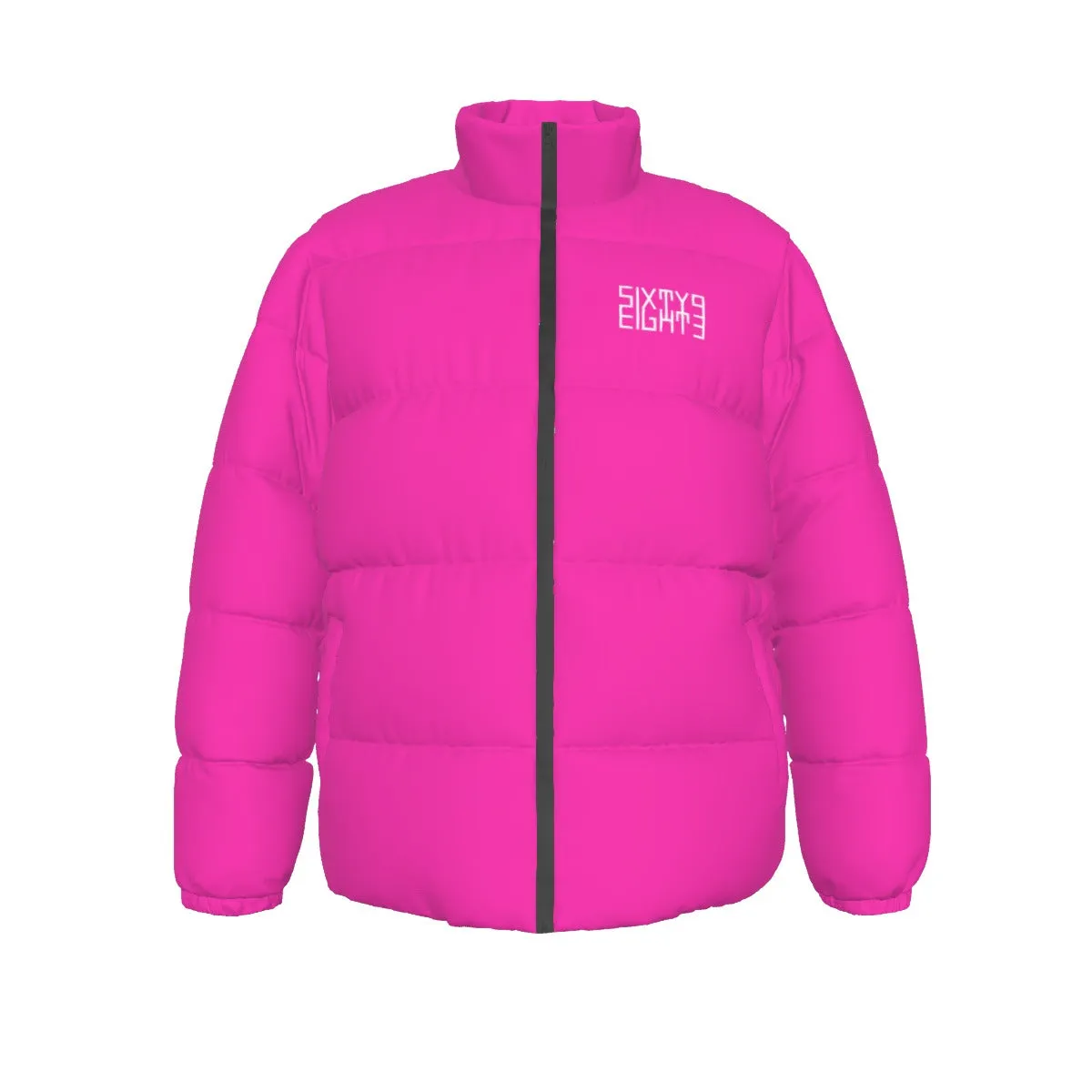 Sixty Eight 93 Logo White Fuchsia Unisex Puffer Jacket