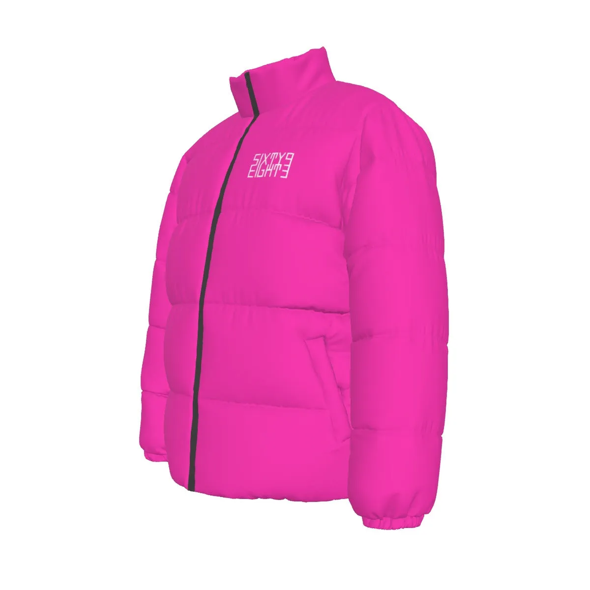 Sixty Eight 93 Logo White Fuchsia Unisex Puffer Jacket