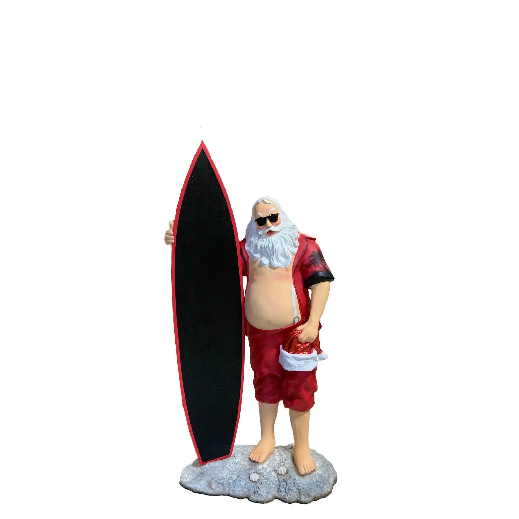 Small Santa Claus With Surfboard Christmas Statue