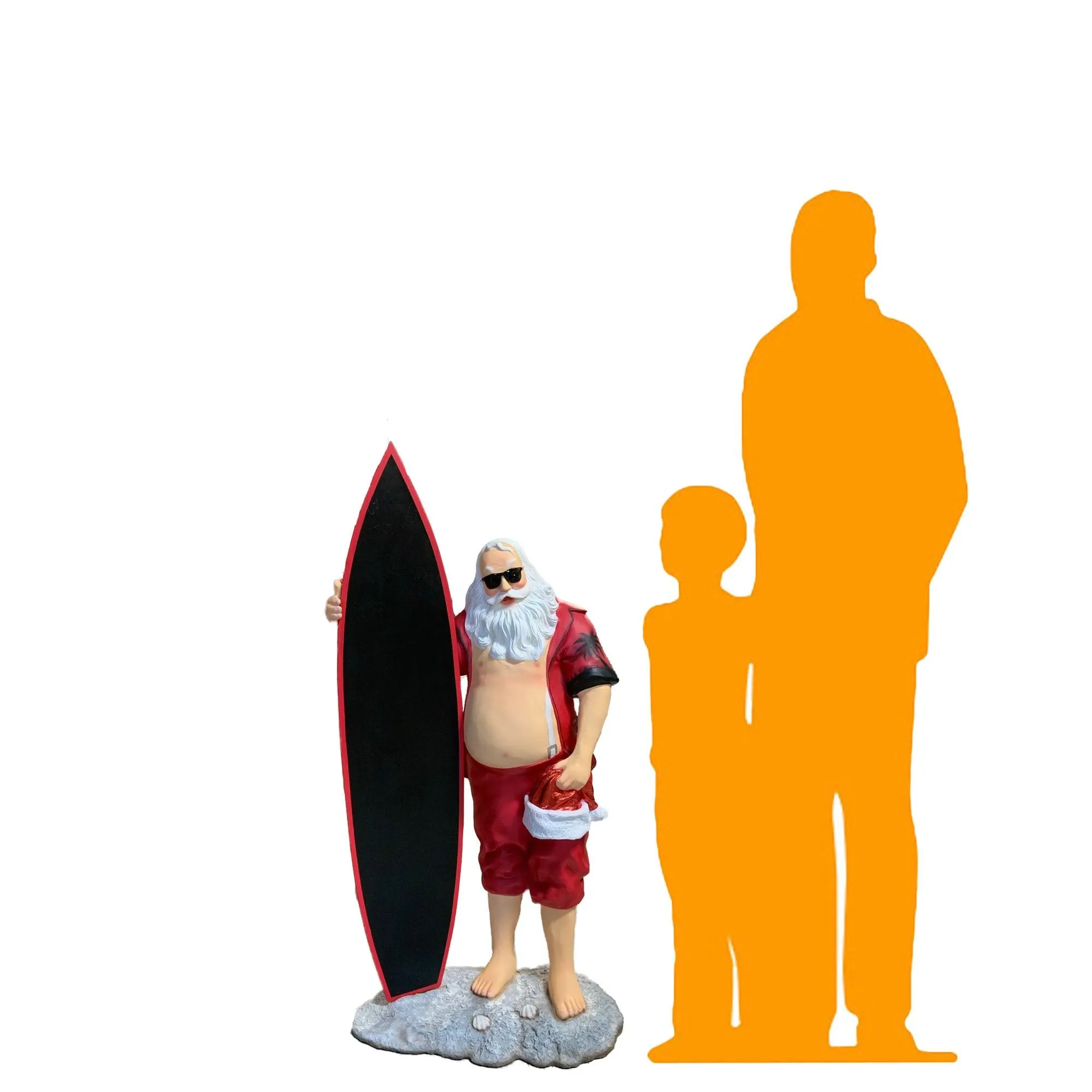 Small Santa Claus With Surfboard Christmas Statue