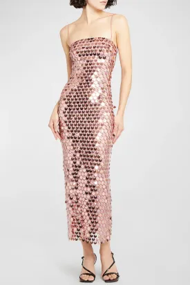 Sparkly Mermaid Sequin Spaghetti Strap Split Evening Maxi Dress - Champagne