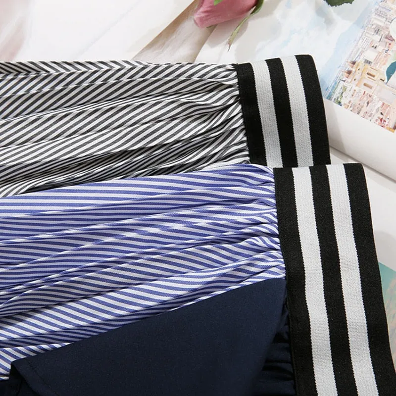 Stripe Ruffles In Style Midi Skirt