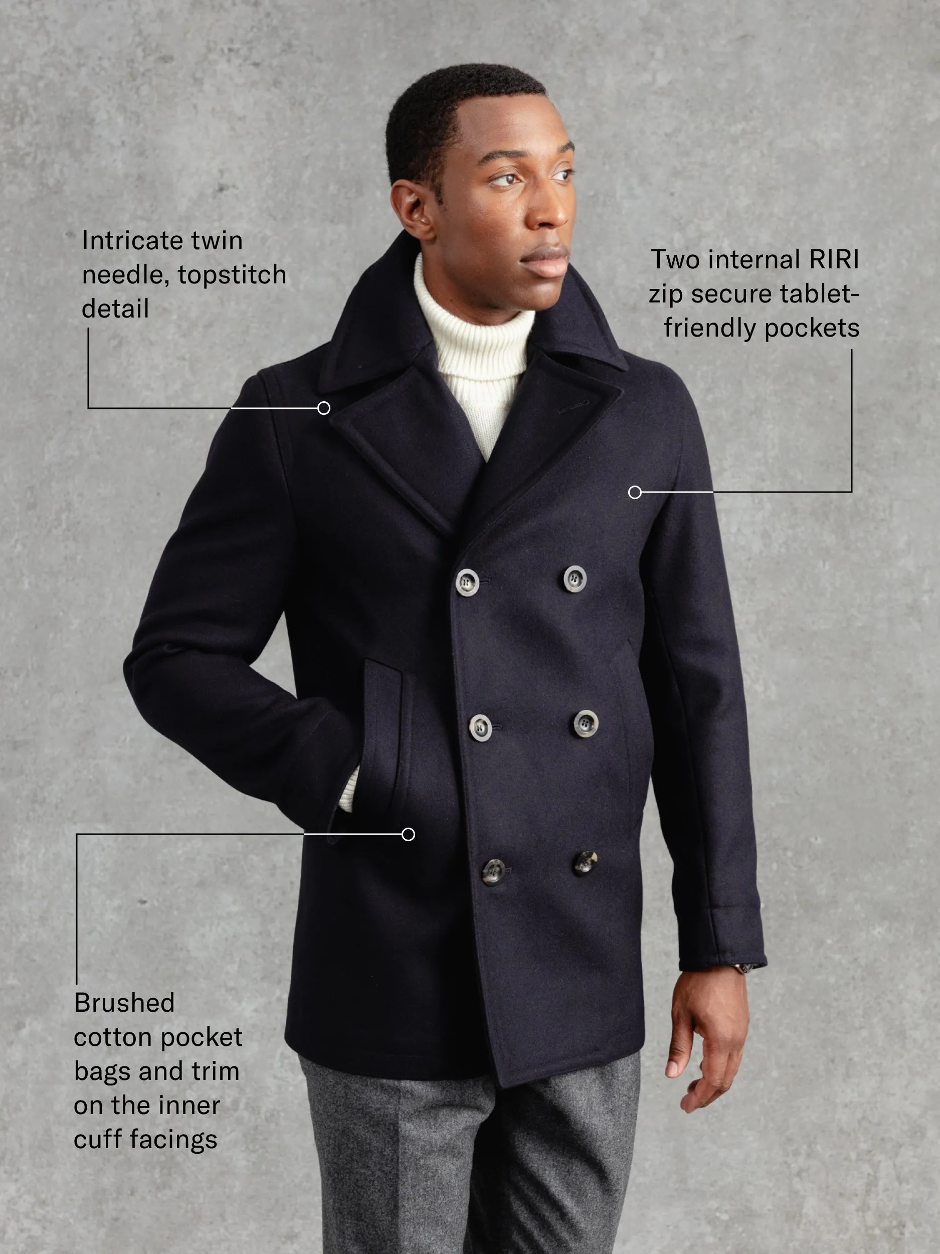 The Manchester Peacoat - Navy