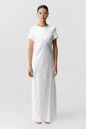 Third Form Satin Bias Maxi Tee Dress - Powder White