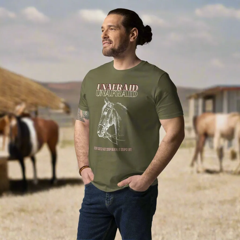 Vegan Organic Cotton Horse T-Shirt - 'Unafraid' Quote