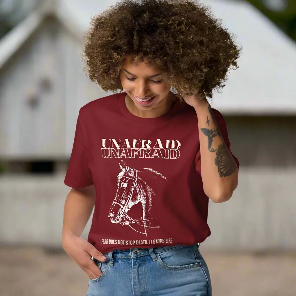 Vegan Organic Cotton Horse T-Shirt - 'Unafraid' Quote