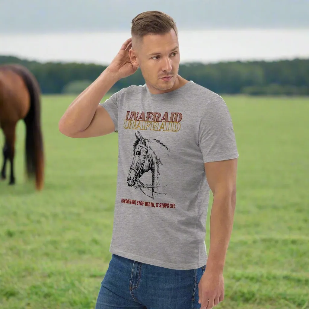 Vegan Organic Cotton Horse T-Shirt - 'Unafraid' Quote