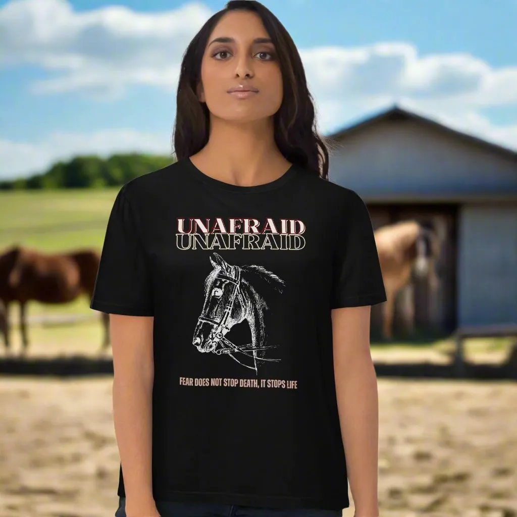 Vegan Organic Cotton Horse T-Shirt - 'Unafraid' Quote