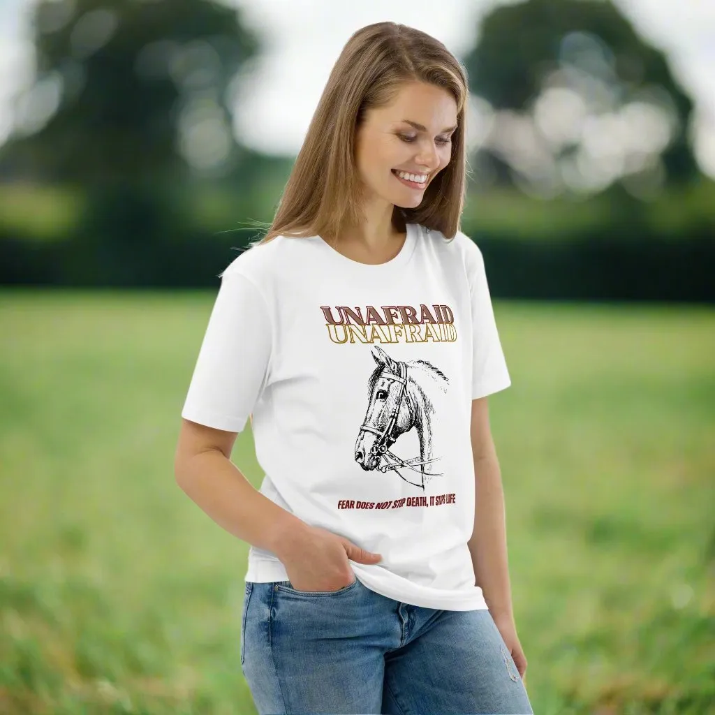 Vegan Organic Cotton Horse T-Shirt - 'Unafraid' Quote