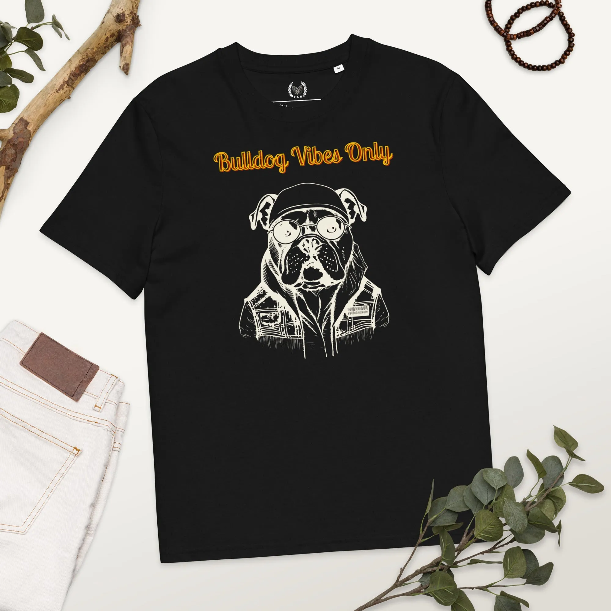 Vegan Organic Cotton T-Shirt | Bulldog Vibes Only Print