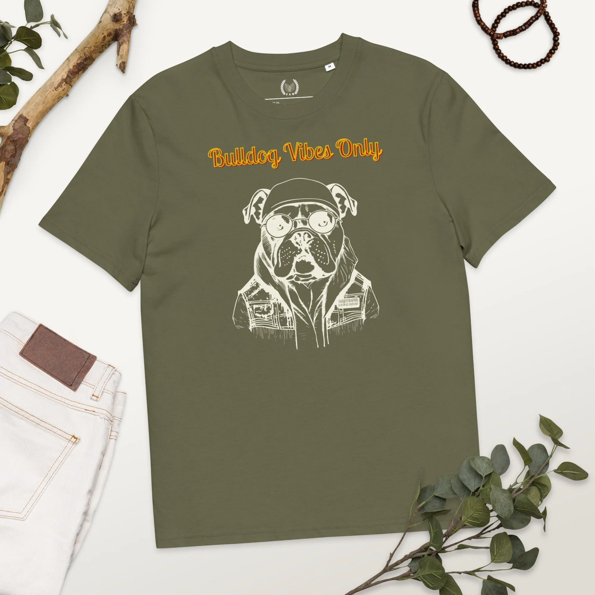 Vegan Organic Cotton T-Shirt | Bulldog Vibes Only Print