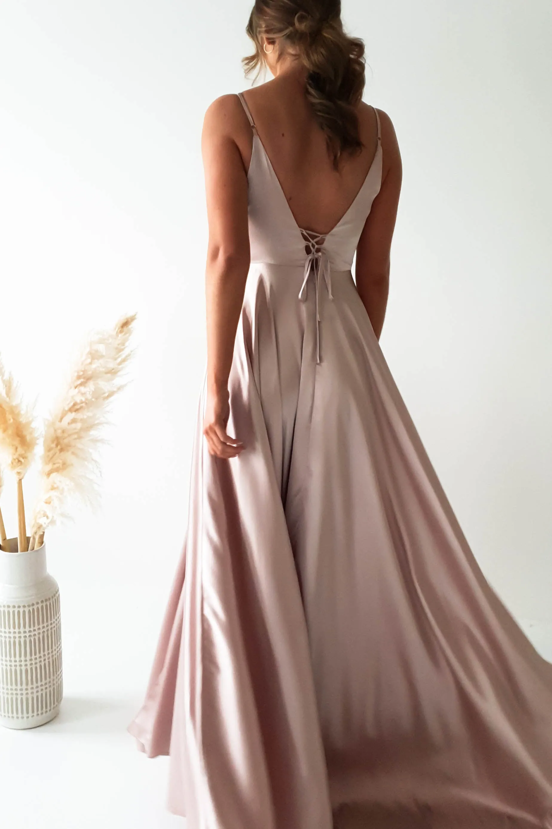 Velia Satin Maxi Gown | Champagne