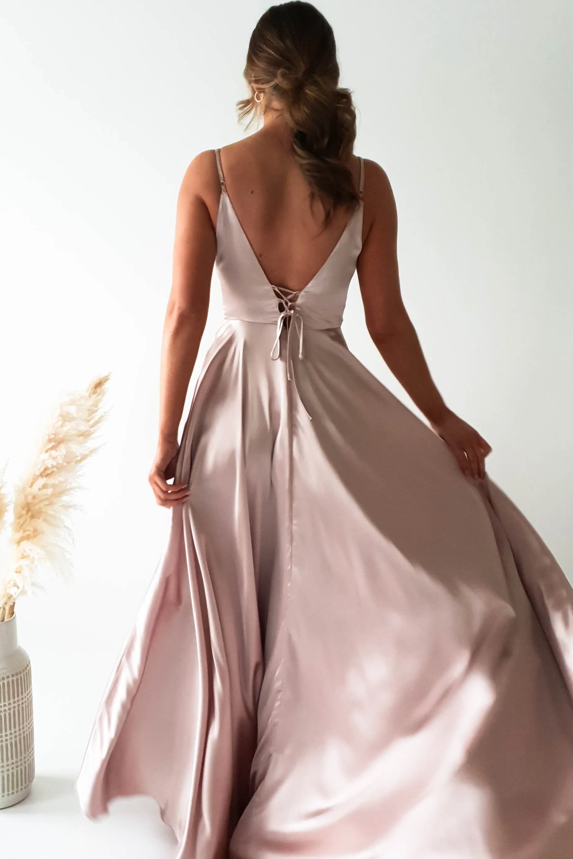 Velia Satin Maxi Gown | Champagne