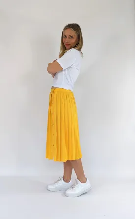 Vintage St Michael Pleated Yellow Summer Skirt