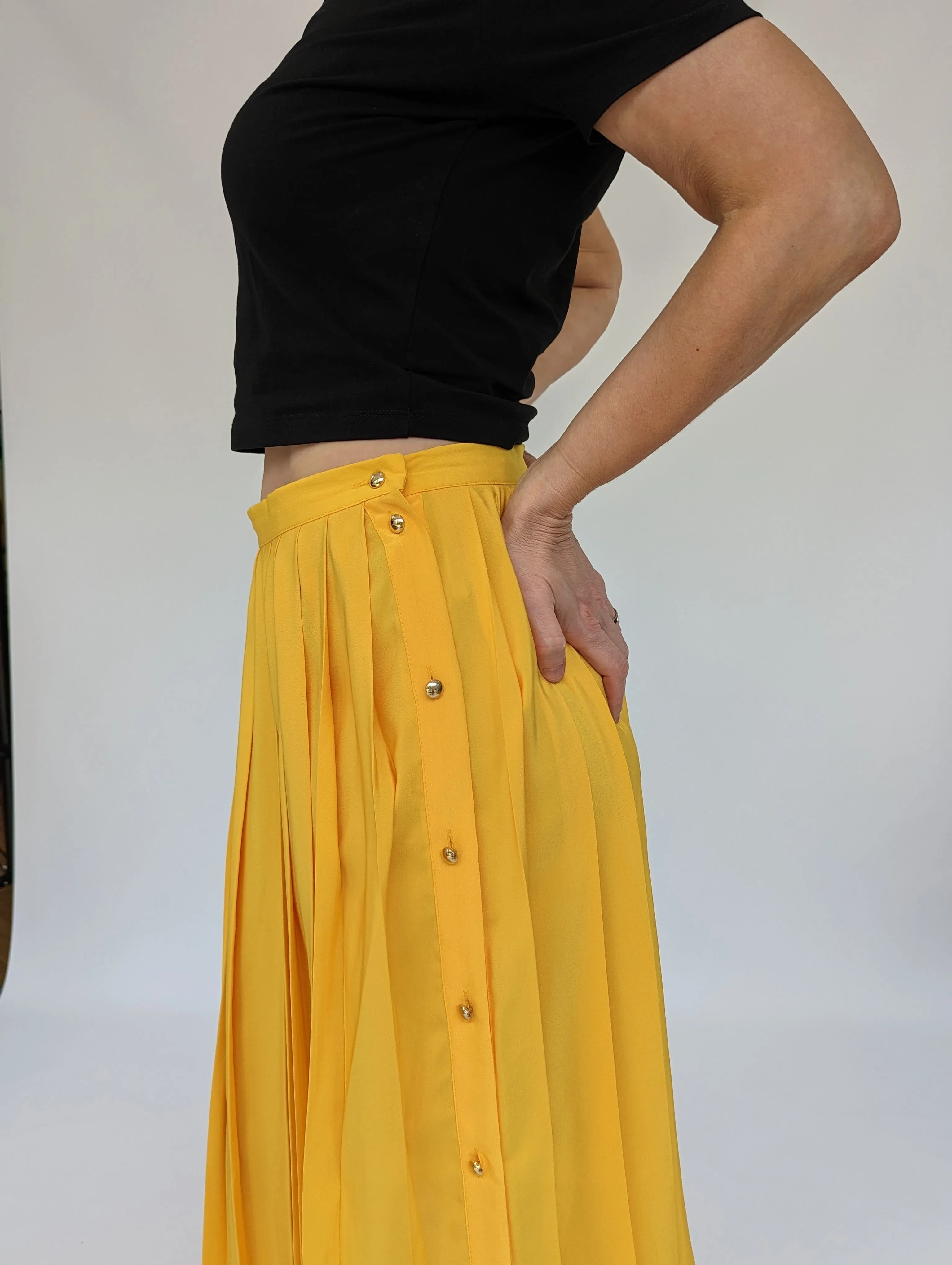 Vintage St Michael Pleated Yellow Summer Skirt