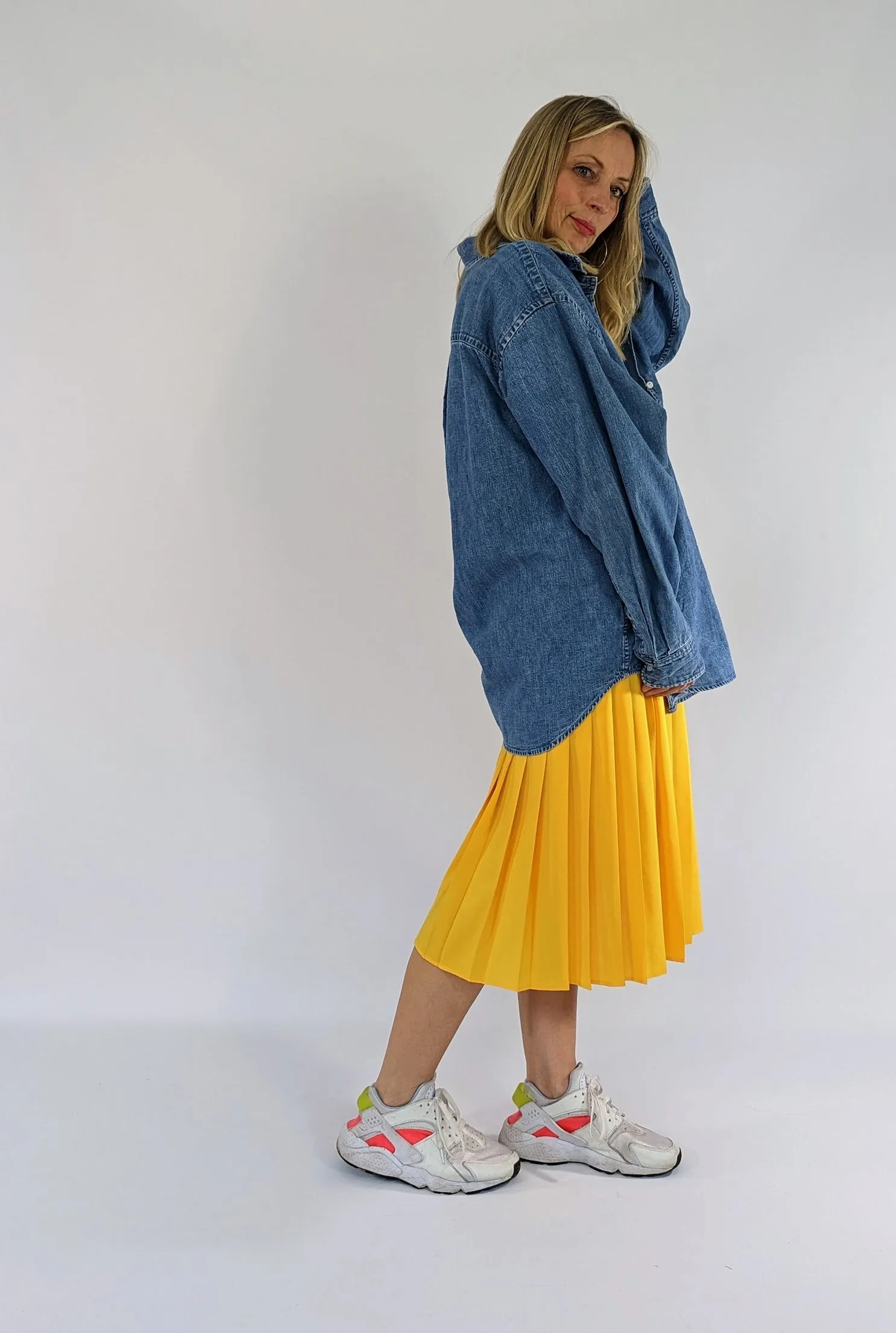 Vintage St Michael Pleated Yellow Summer Skirt