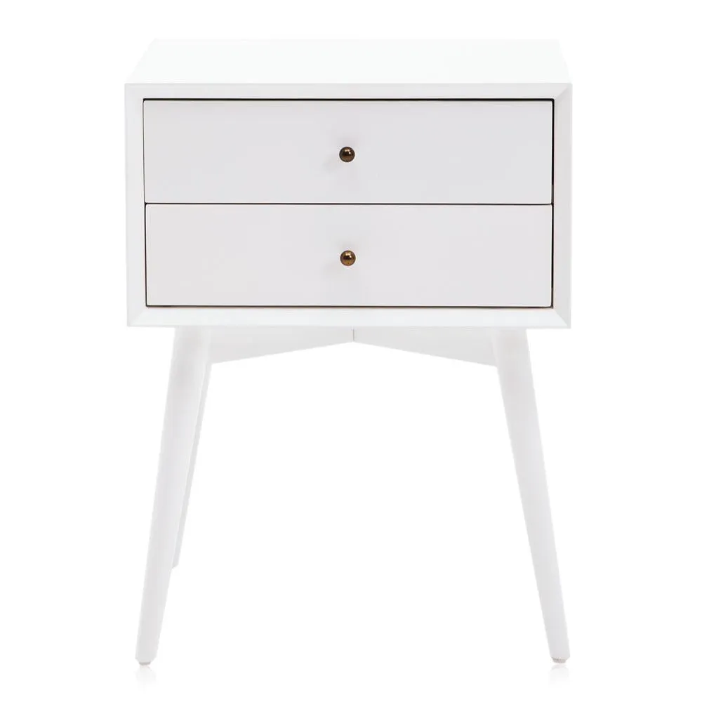 White 2 Drawer Bedside Table