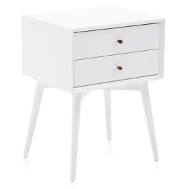 White 2 Drawer Bedside Table