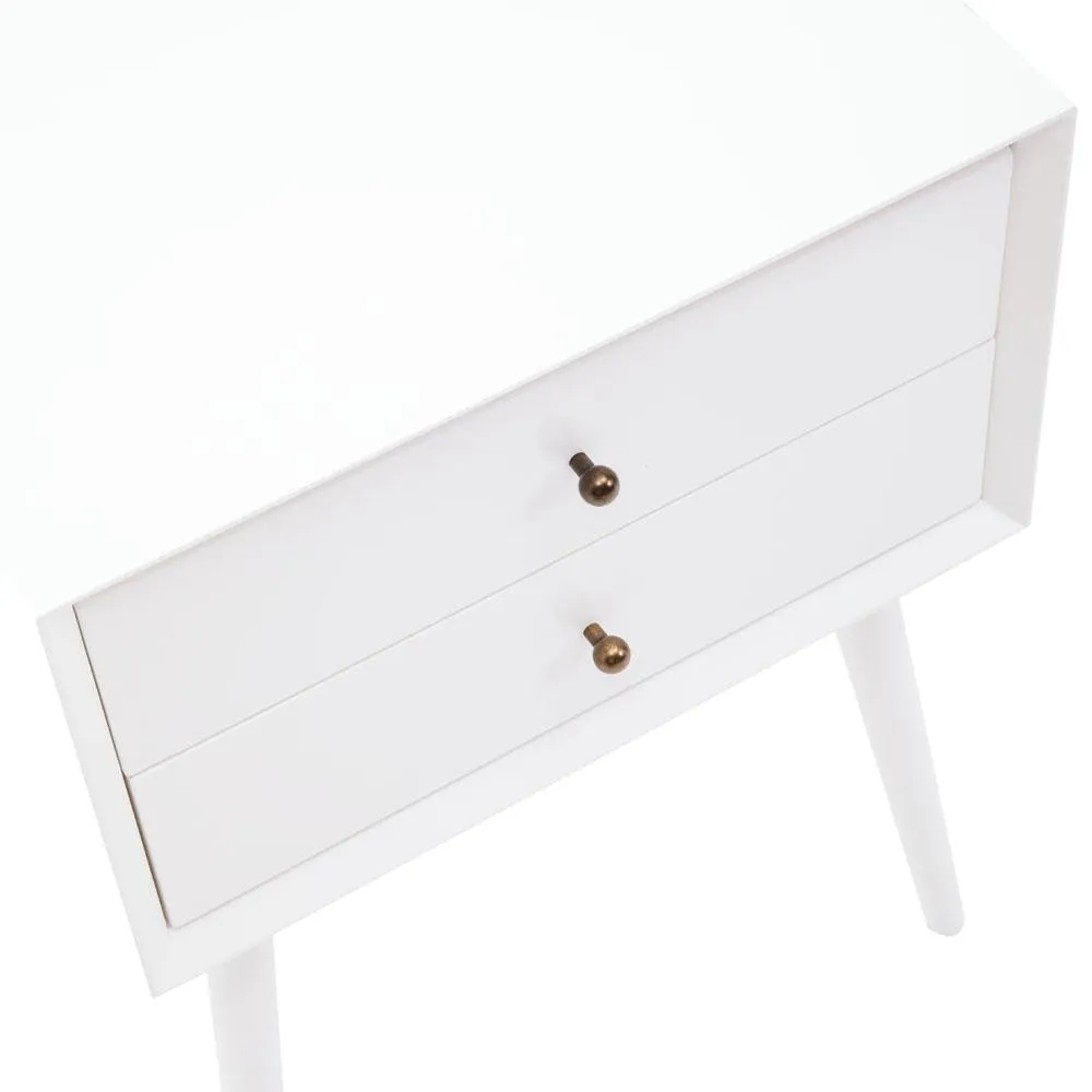 White 2 Drawer Bedside Table