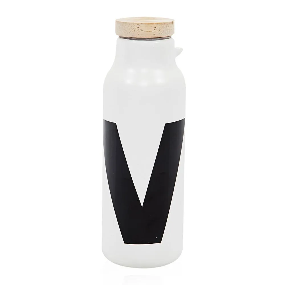 White Black Ceramic Letter Tea Container (A D)