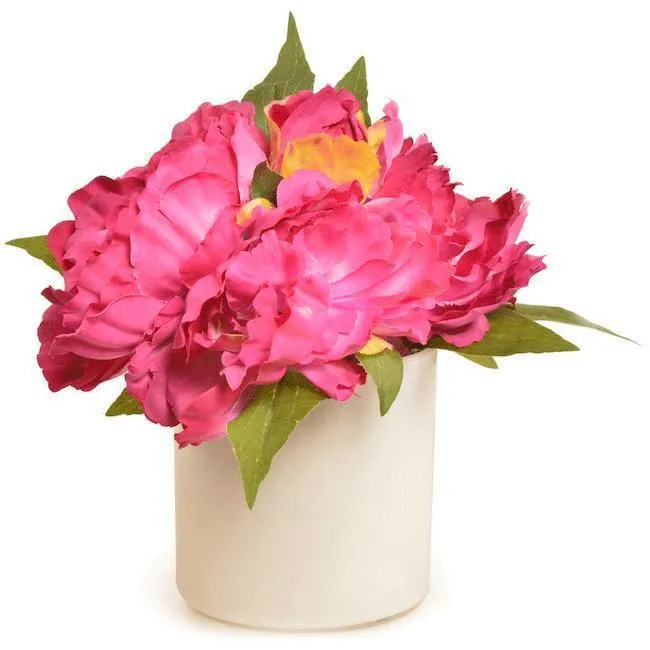 White Ceramic Jar with Pink Flowers (A D)