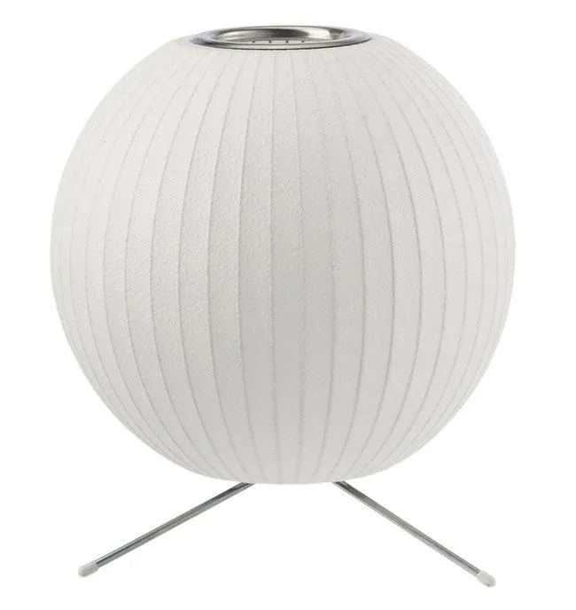 White Nelson Ball Table Lamp on Tripod Base