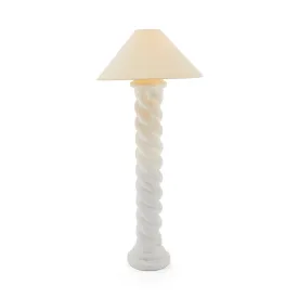 White Plaster Spiral Column Floor Lamp