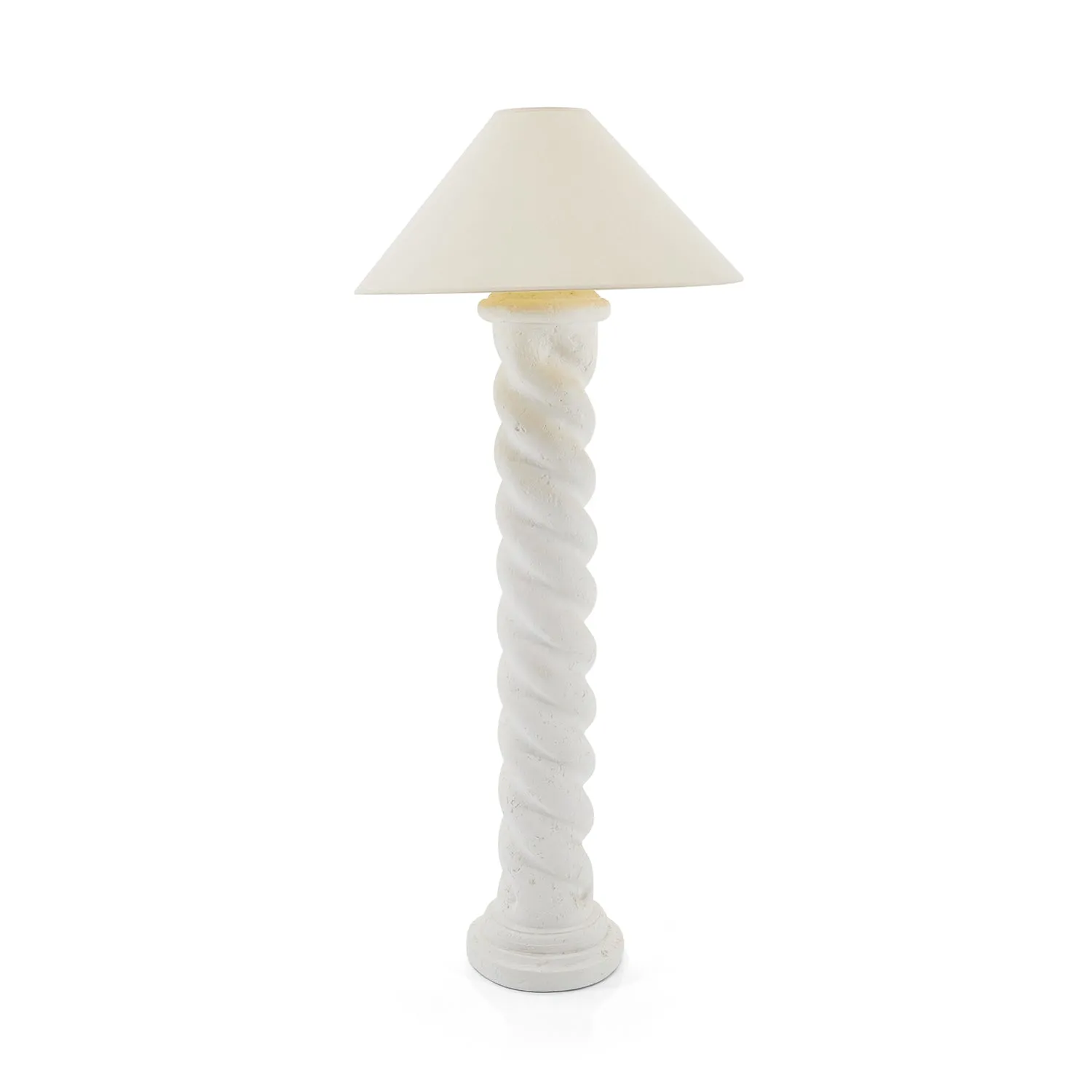 White Plaster Spiral Column Floor Lamp