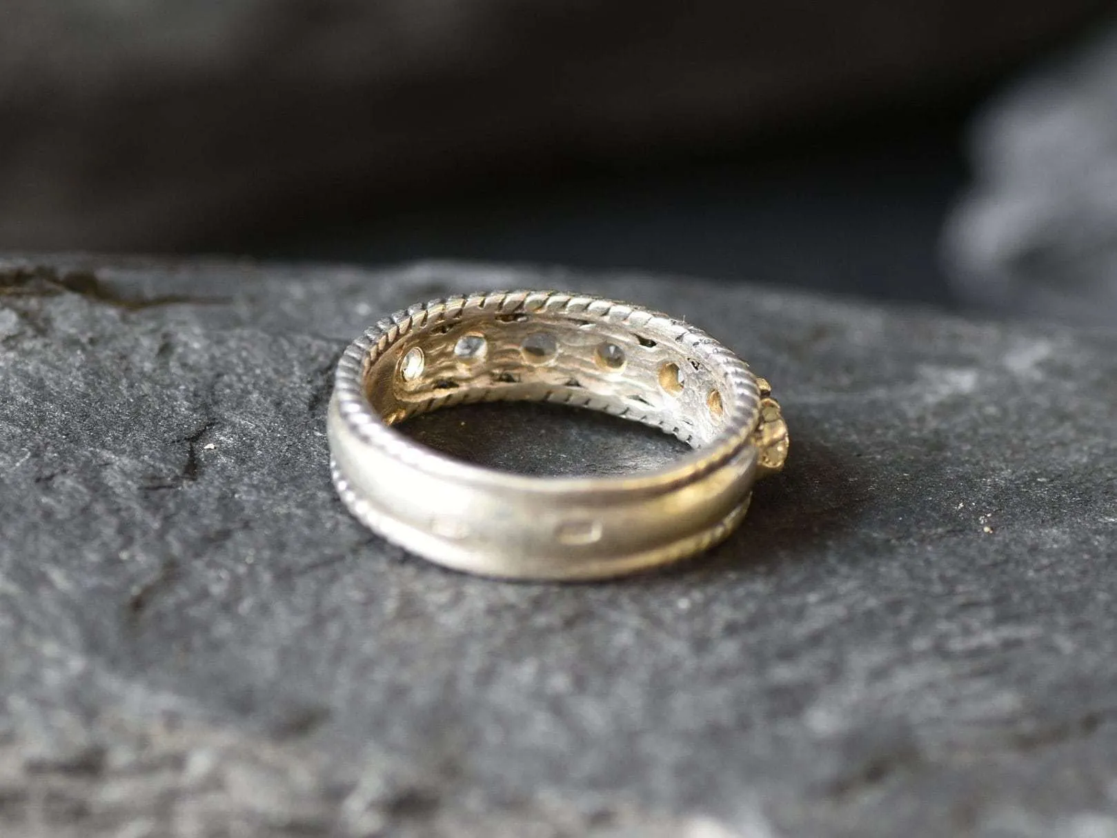 White Topaz Ring - Natural Topaz Ring, Eternity Stackable Ring