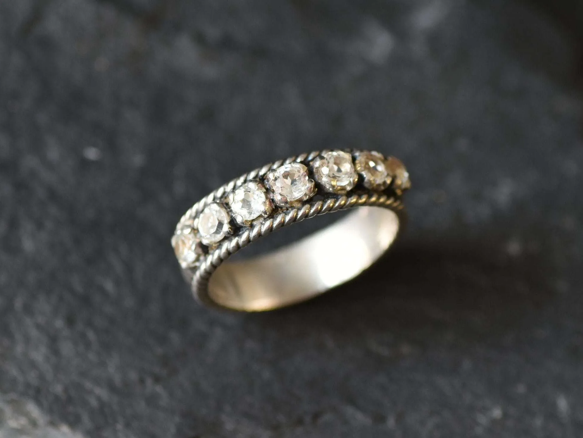 White Topaz Ring - Natural Topaz Ring, Eternity Stackable Ring