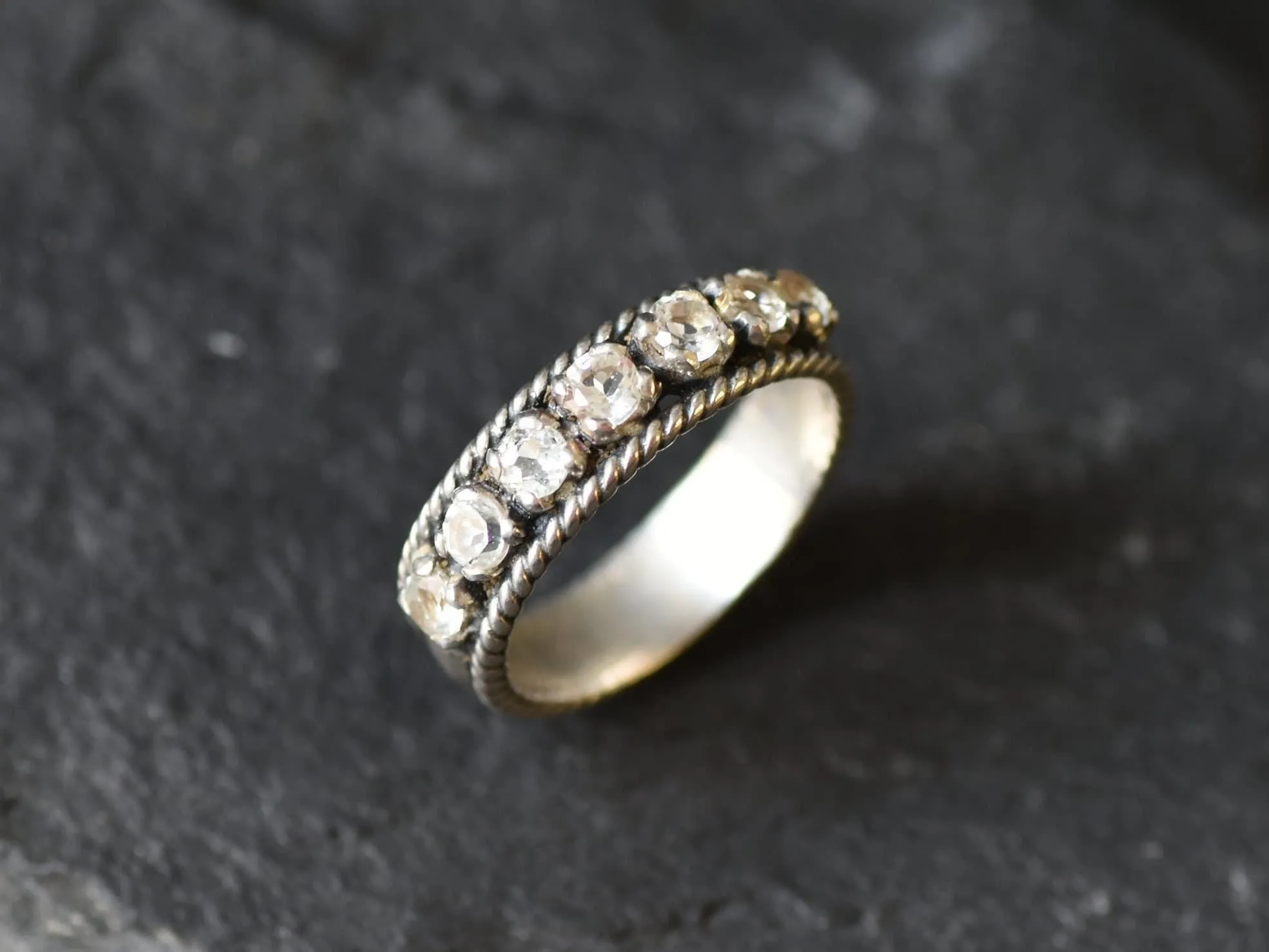 White Topaz Ring - Natural Topaz Ring, Eternity Stackable Ring