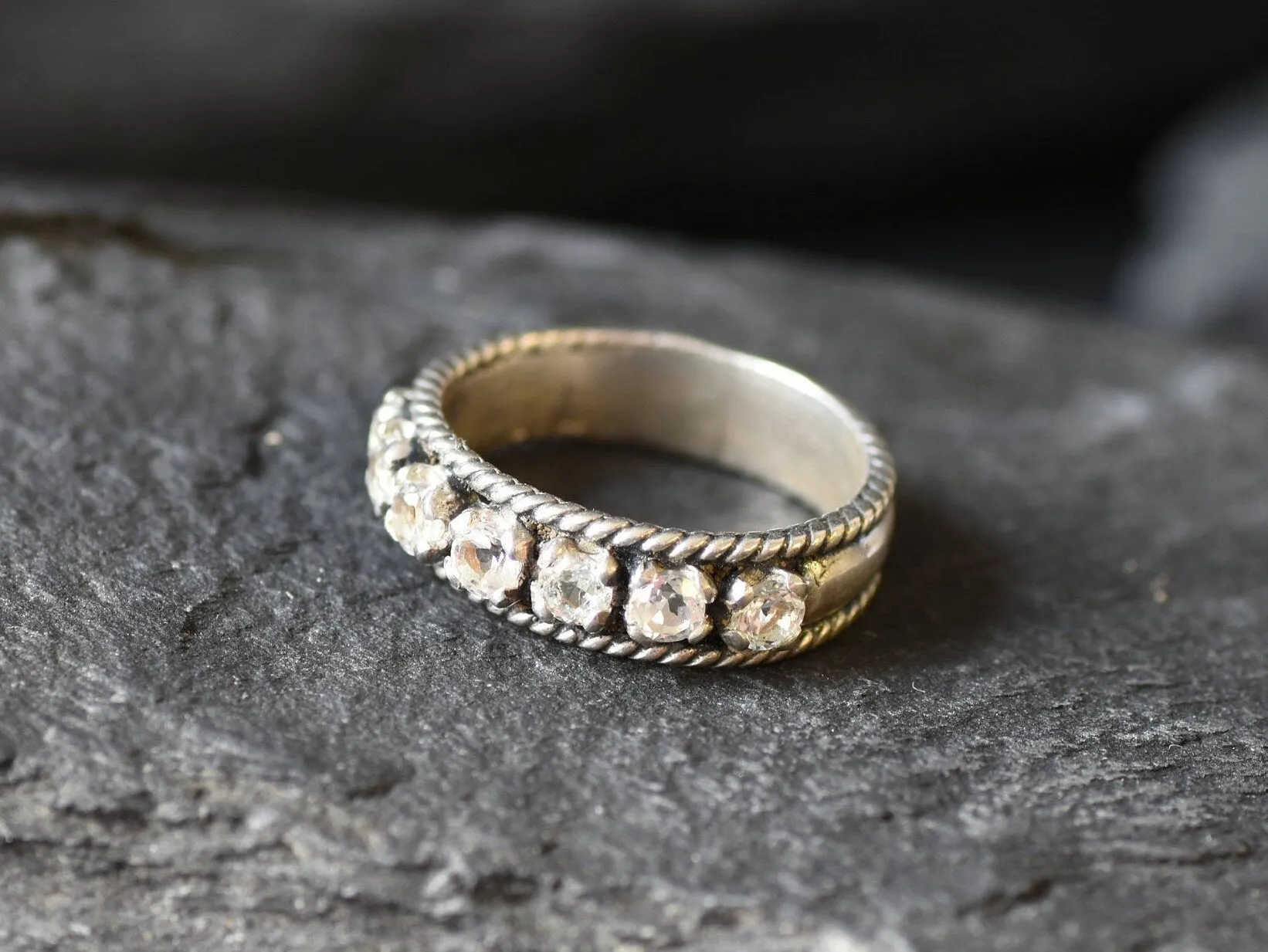 White Topaz Ring - Natural Topaz Ring, Eternity Stackable Ring