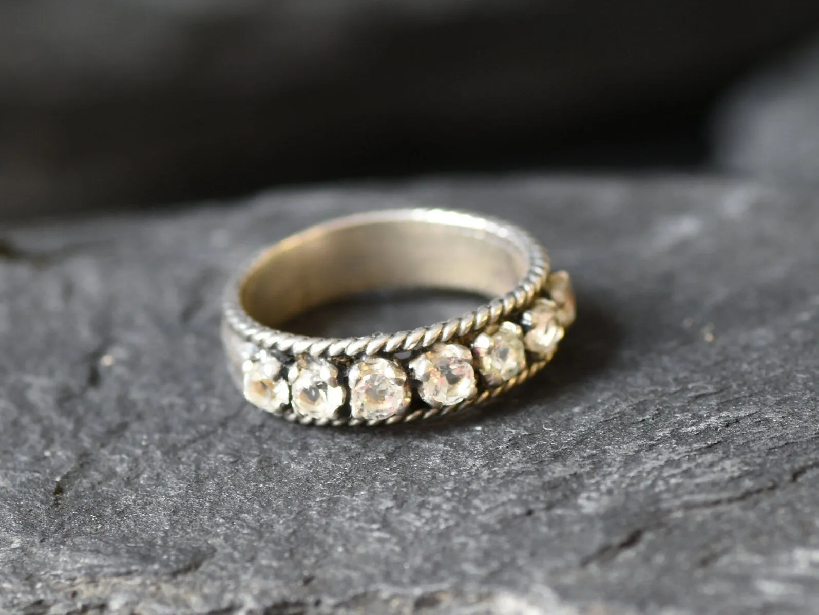 White Topaz Ring - Natural Topaz Ring, Eternity Stackable Ring