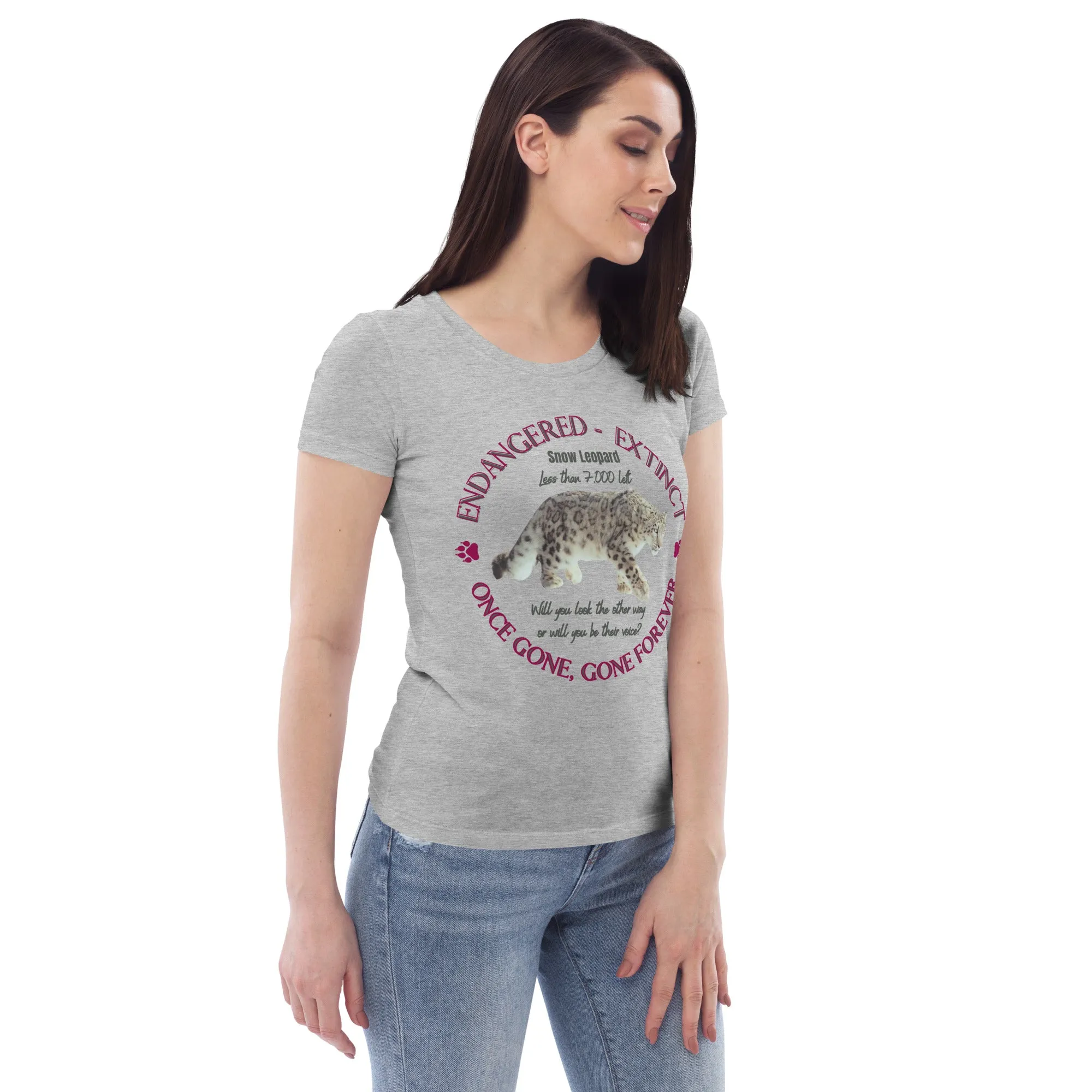 Women's fitted eco tee, Snow Leopard