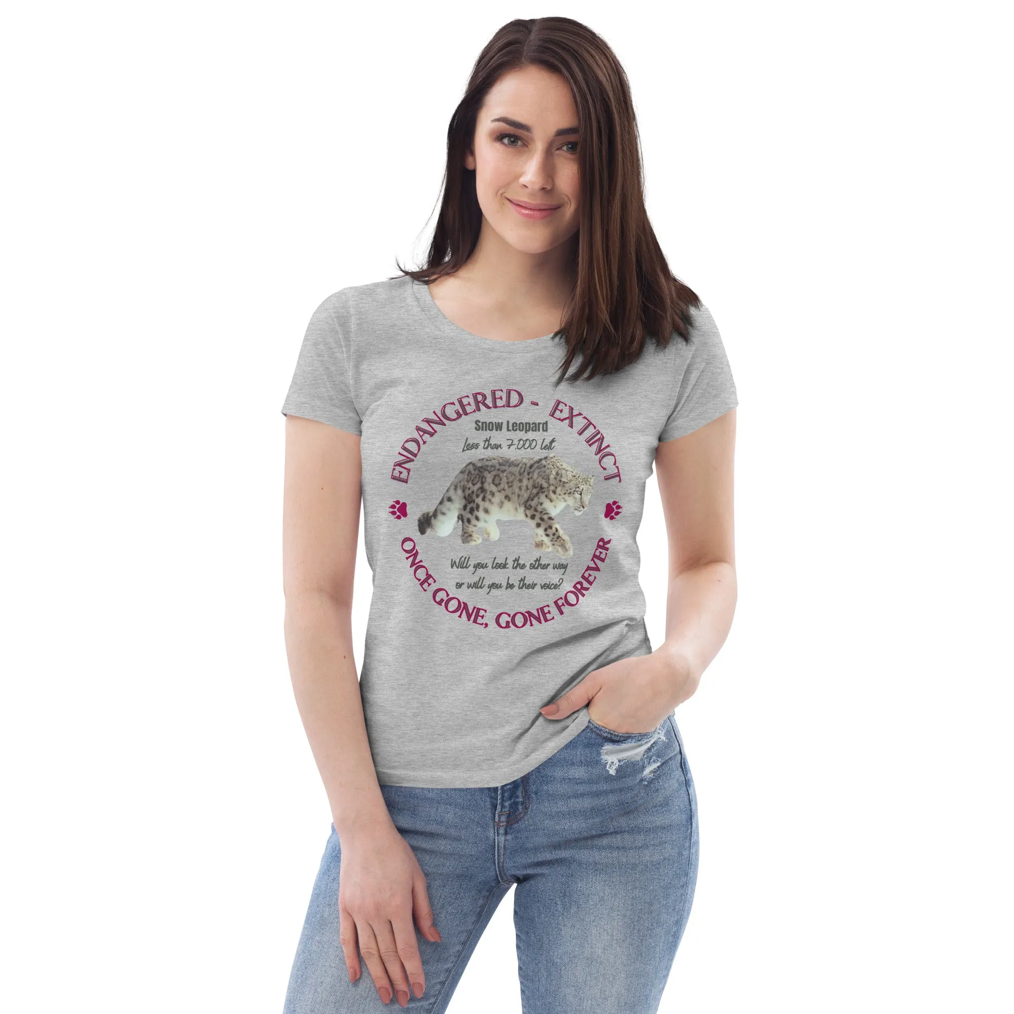 Women's fitted eco tee, Snow Leopard