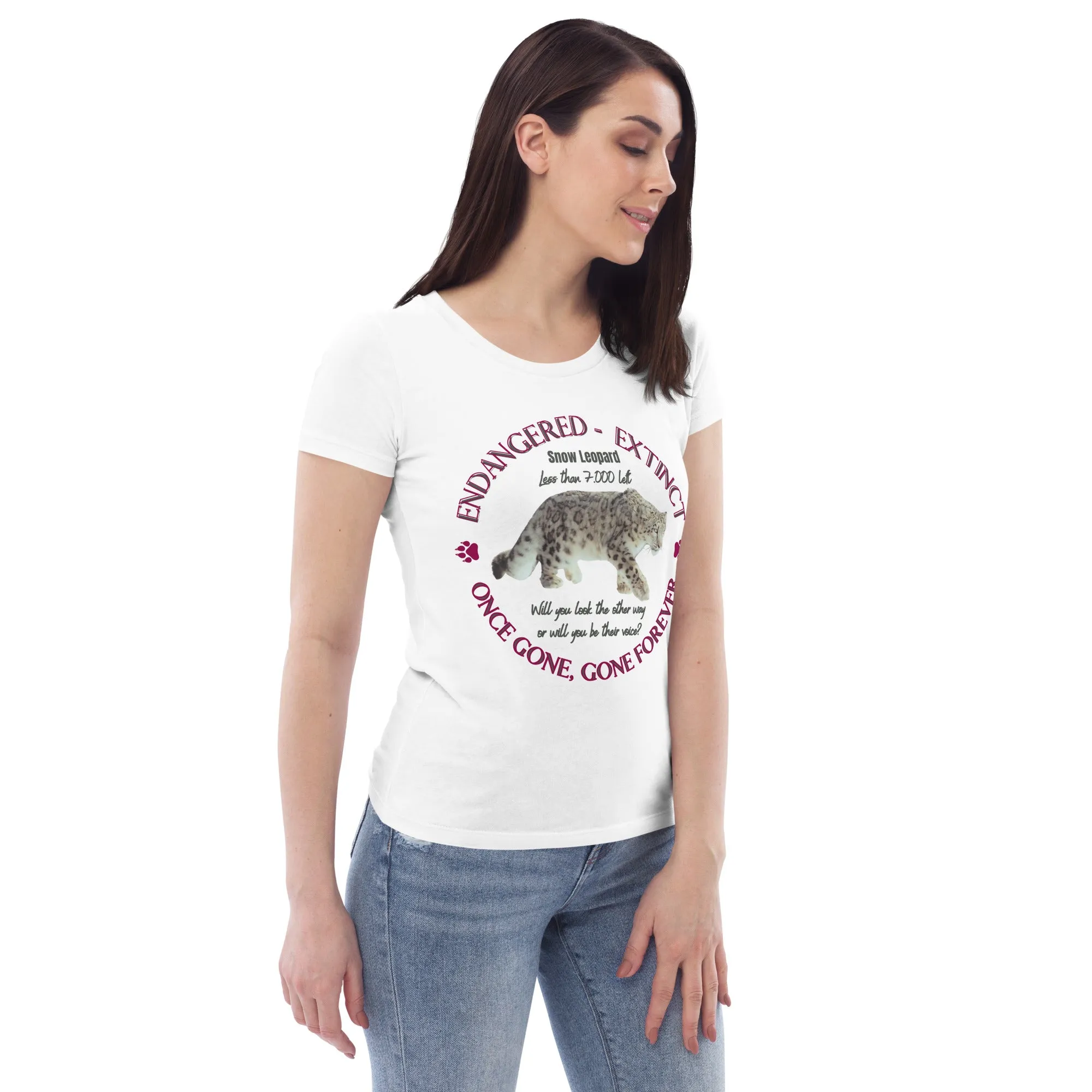 Women's fitted eco tee, Snow Leopard