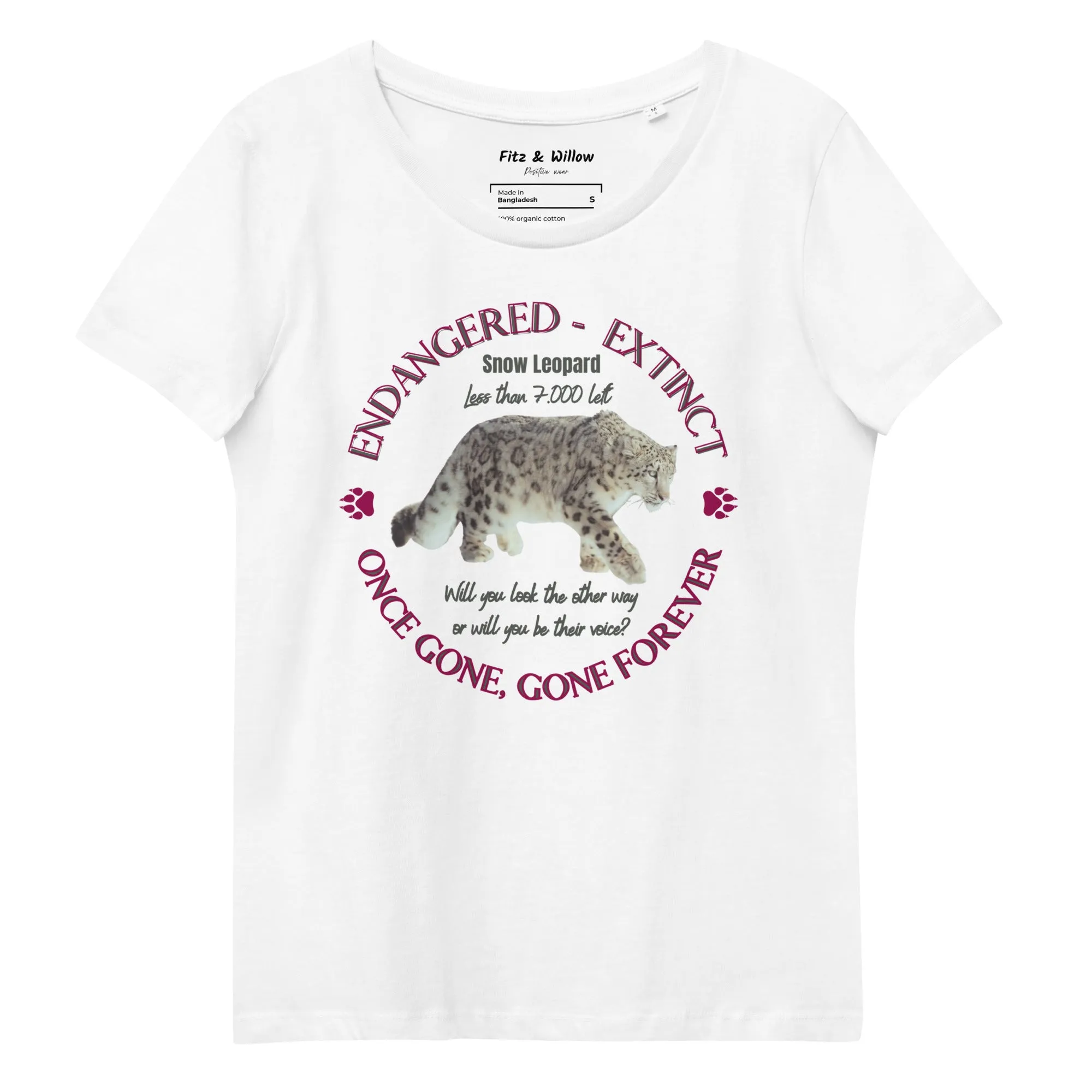 Women's fitted eco tee, Snow Leopard