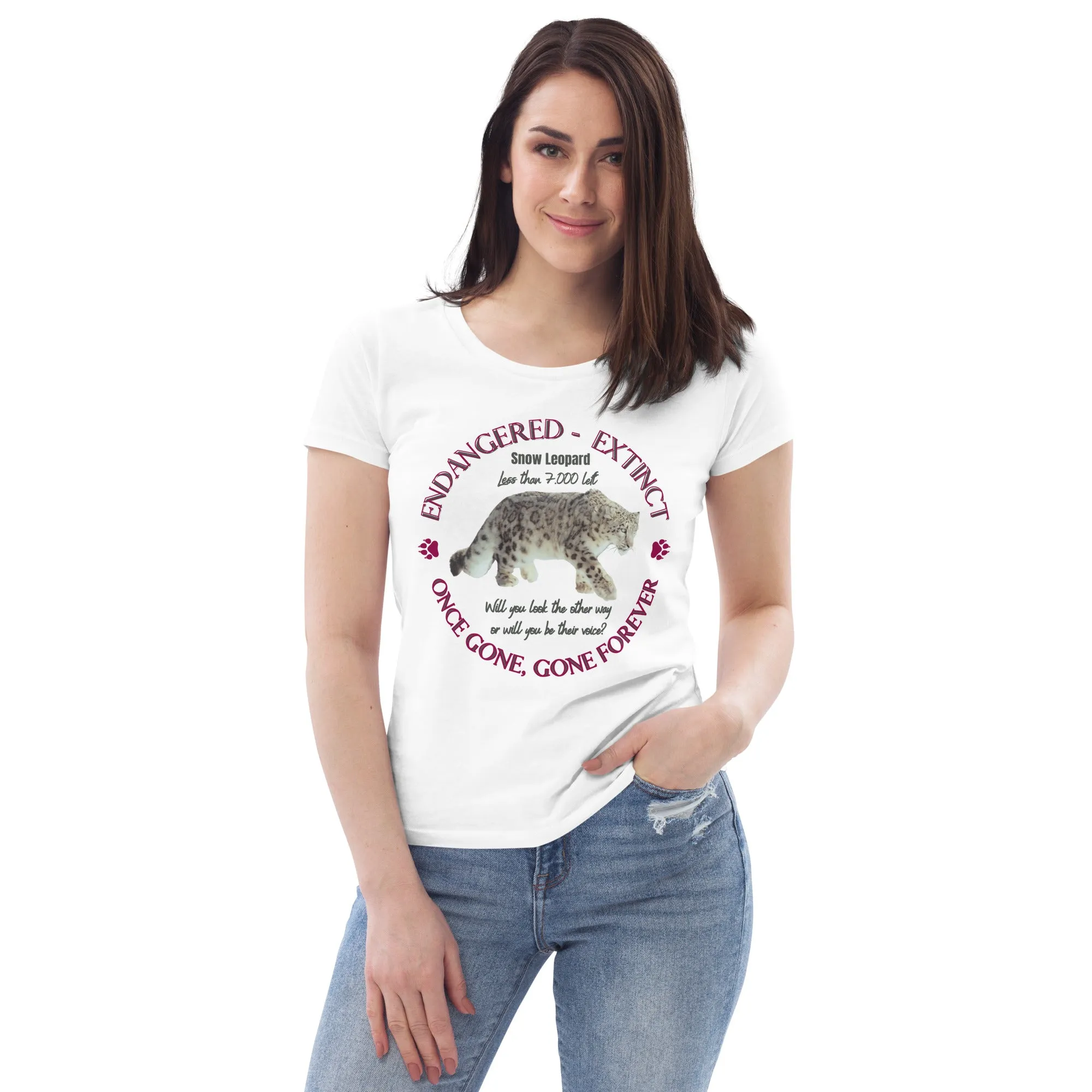 Women's fitted eco tee, Snow Leopard